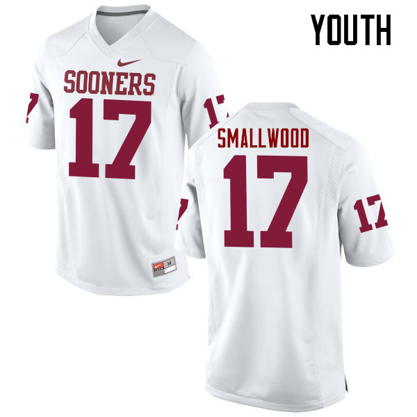 Youth Oklahoma Sooners #17 Jordan Smallwood College Football Jerseys Game-White - Click Image to Close